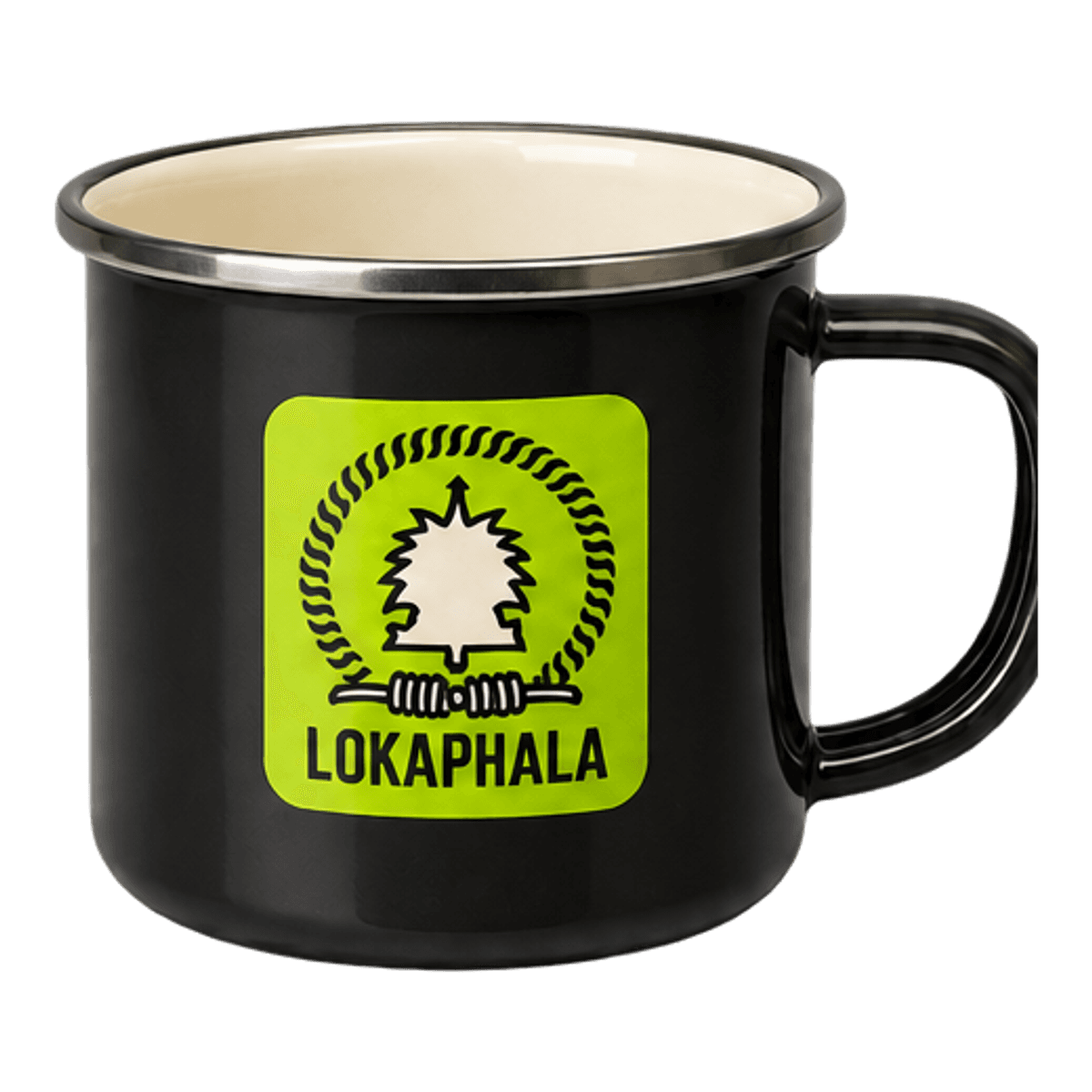Enamel Camp Mug Lokaphala — tampak depan